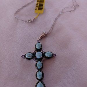 Genuine Larimar Cross Necklace